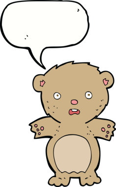 Bir insan tarafından çizilmiş, korkmuş oyuncak ayı çizgi filmi.