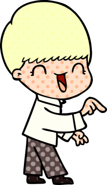 Bir insan tarafından çizilmiş mutlu çizgi film çocuğu.