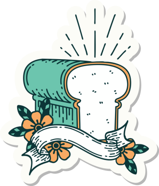 Bir insan tarafından çizilmiş bir somun ekmek dövmesi çıkartması.