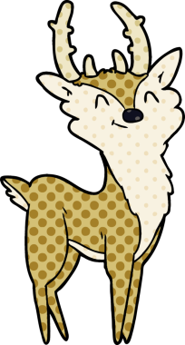 Bir insan tarafından çizilmiş mutlu bir geyik.