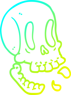 Bir insan tarafından çizilmiş komik bir kafatası çizimi.