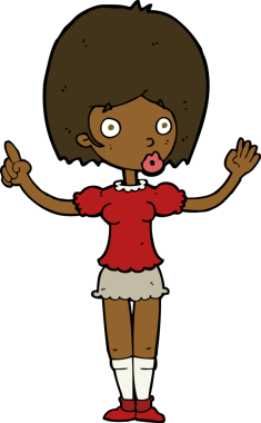 Çizgi filmdeki kadın, bir insan tarafından çizilen noktayı anlatıyor.