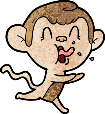 Bir insan tarafından çizilmiş çılgın çizgi film maymunu