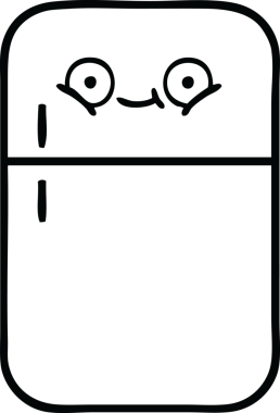 Bir insan tarafından çizilmiş bir buzdolabı karikatürü.