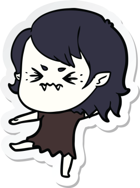 Bir insan tarafından çizilmiş kızgın bir vampir kızın çıkartması.