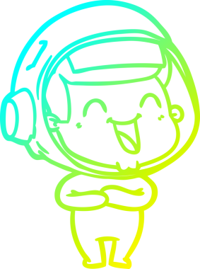 Bir insan tarafından çizilmiş mutlu bir astronotun soğuk gradyan çizimi.