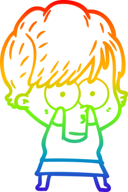 gökkuşağı gradyan çizimi bir insan tarafından çizilmiş bir karikatür kadın