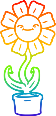 gökkuşağı gradyan çizimi bir insan tarafından çizilmiş mutlu bir karikatür çiçeği