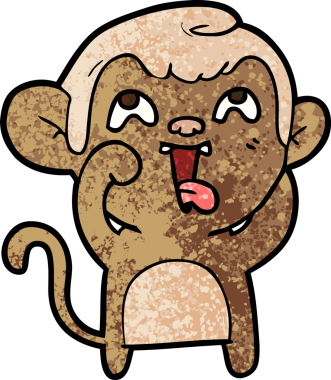 Bir insan tarafından çizilmiş çılgın çizgi film maymunu