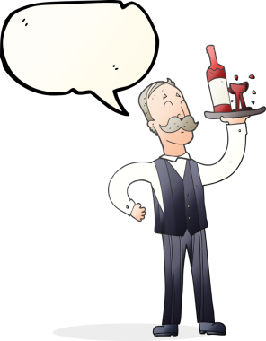 Bir insan tarafından çizilmiş serbest konuşma balonu çizgi film garsonu.