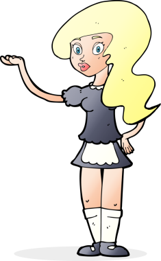 Bir insan tarafından çizilmiş çizgi film garsonu.