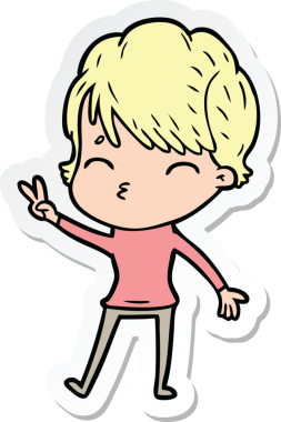 Bir insan tarafından çizilmiş bir karikatür kadının çıkartması.