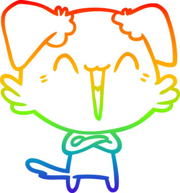 gökkuşağı gradyan çizimi bir insan tarafından çizilmiş mutlu küçük bir köpek çizgi filmi