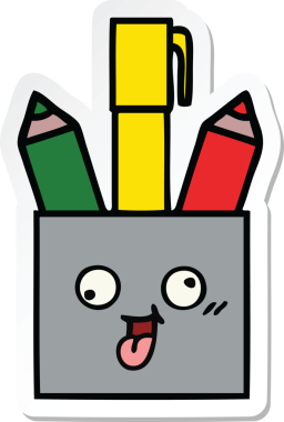 Bir insan tarafından çizilmiş şirin bir kalem kapının çıkartması.