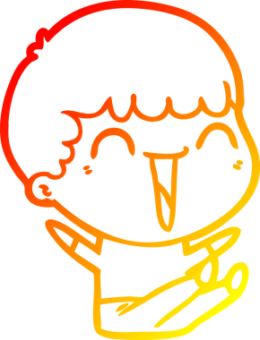 Bir insan tarafından çizilmiş gülen mutlu bir adamın çizgi film çizimi.