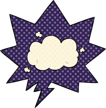 Bir insan tarafından çizilmiş çizgi roman tarzında konuşma baloncuğu olan karikatür bulutu