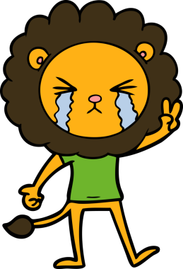 karikatür ağlayan aslan bir insan tarafından çizilmiş barış işareti