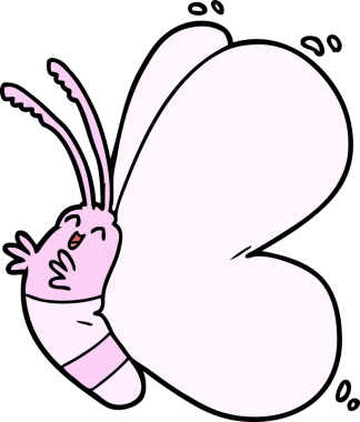 Bir insan tarafından çizilmiş komik bir kelebek.