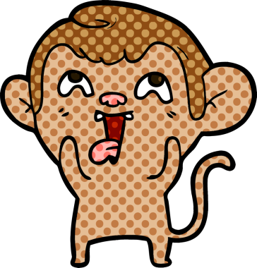 Bir insan tarafından çizilmiş çılgın çizgi film maymunu