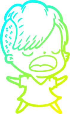 Bir insan tarafından çizilmiş havalı bir hippi kızın soğuk gradyan çizimi.