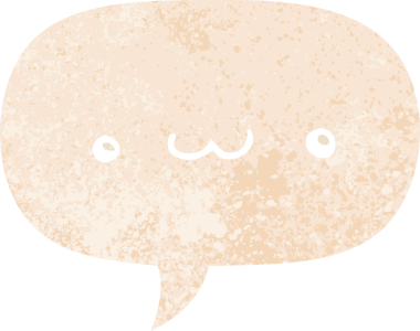 Bir insan tarafından çizilmiş grunge sıkıntılı retro biçimli konuşma baloncuğu ile mutlu çizgi film ifadesi