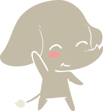 Bir insan tarafından çizilmiş düz renk çizgi film fili.