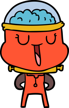 Bir insan tarafından çizilmiş mutlu çizgi film robotu