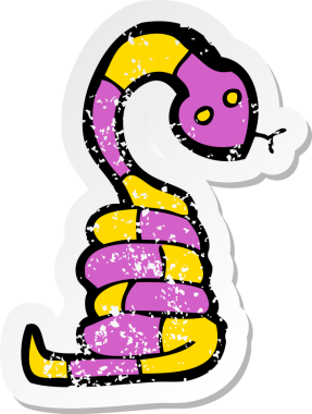 Bir insan tarafından çizilmiş karikatür yılanının geriletilmiş çıkartması.