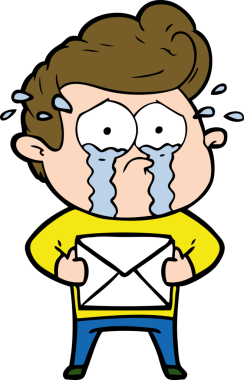 Çizgi film ağlayan adam bir insan tarafından çizilmiş bir mektup alıyor.