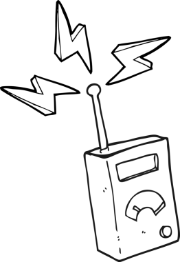 Bir insan tarafından çizilmiş siyah beyaz karikatür bilimsel cihaz