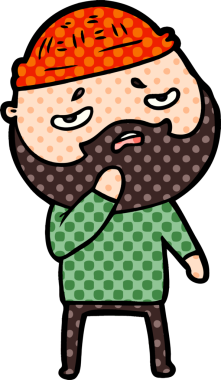 Bir insan tarafından çizilmiş sakallı endişeli bir adam.