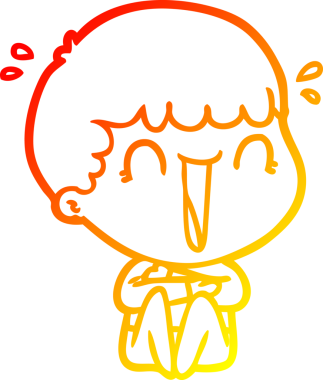 Bir insan tarafından çizilmiş gülen bir çizgi film karakterinin sıcak çizgi çizimi.