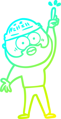 Bir insan tarafından çizilmiş sakallı bir karikatür çizimi.