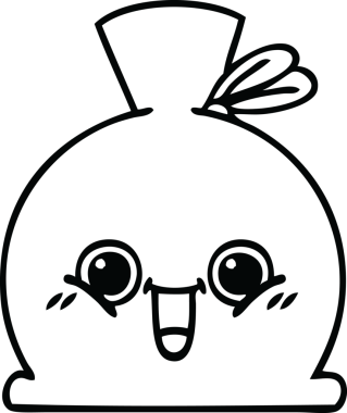 Bir insan tarafından çizilmiş çuval karikatürü.