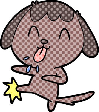 Bir insan tarafından çizilmiş şirin bir çizgi film köpeği.