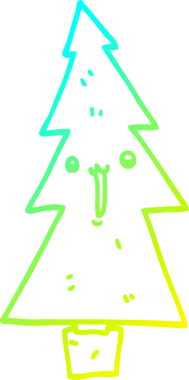 Soğuk gradyan çizgisi bir insan tarafından çizilmiş bir karikatür noel ağacı.