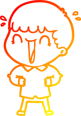 Bir insan tarafından çizilmiş gülen bir çizgi film karakterinin sıcak çizgi çizimi.