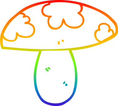 gökkuşağı gradyan çizgi çizimi bir insan tarafından çizilmiş mantar karikatürü