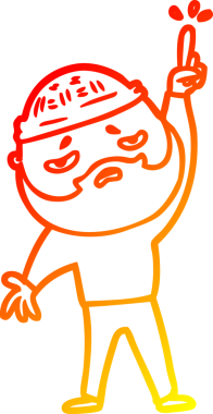 İnsan tarafından çizilmiş sakallı, endişeli bir çizgi film karakteri.