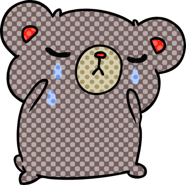 Bir insan tarafından çizilmiş ağlayan şirin bir ayının serbest çizimi.