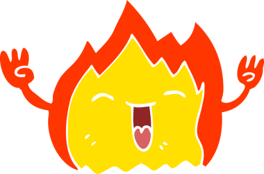 Bir insan tarafından çizilmiş mutlu kırmızı ateş.