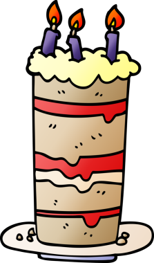 Bir insan tarafından çizilmiş karalama doğum günü pastası.