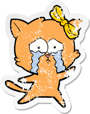 Bir insan tarafından çizilmiş karikatür bir kedinin sıkıntılı çıkartması.