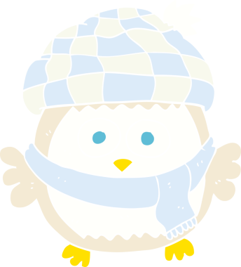 Bir insan tarafından çizilmiş küçük baykuşun düz renk çizimi