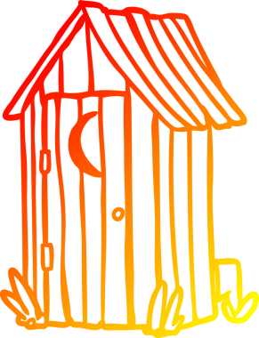 Bir insan tarafından çizilmiş hilal ay pencereli geleneksel açık hava tuvaleti çizimi