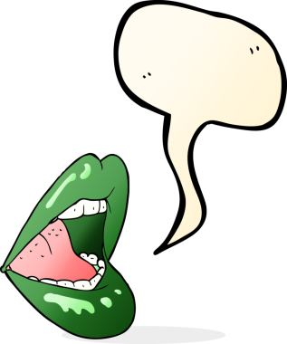 Bir insan tarafından çizilmiş konuşma baloncuklu cadılar bayramı ağzı çizgi filmi.