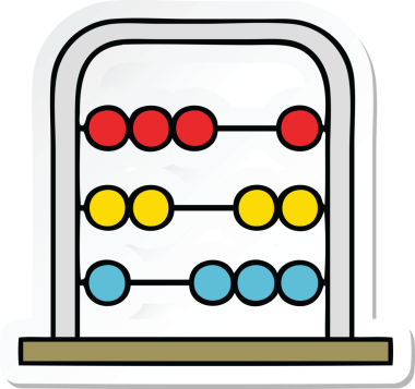 Bir insan tarafından çizilmiş şirin bir matematik abaküsünün çıkartması.