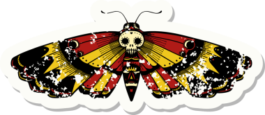 Bir insan tarafından çizilen ölüm pervanesinin geleneksel stil yapıştırmalı dövmesi.