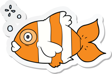 Bir insan tarafından çizilmiş egzotik bir balığın çıkartması.