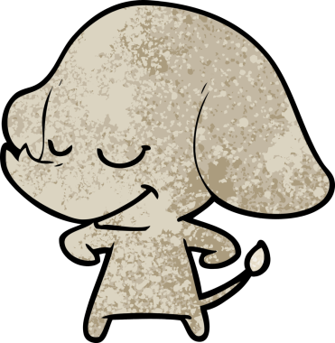 Bir insan tarafından çizilmiş gülümseyen bir fil.